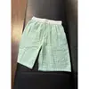 Shorts Xadrez Verde Menta para Homens, Shorts Finos de Praia de Verão, Shorts Esportivos de Praia de Secagem Rápida