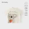 Camiseta de Manga Corta de Algodón Jersey para Niños con Temática de Gatos, Nueva de Verano, Camiseta Casual Delgada para Bebés y Niños, Estilo Coreano