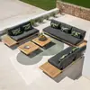 Sofá de Exterior de Teca de Diseñador Impermeable Resistente al Sol Muebles para Patio Villa Hotel Balcón Modelo de Exterior Sala Sofá