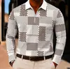 Camisa POLO de Otoño Nueva para Hombre Europea y Americana 2026 Patrón de Cuadros Impresión 3D Casual Top para Hombre