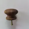 Em Estoque Cabo de Madeira Nogueira Preta, Estilo Madeira Natural Puxador Cogumelo para Gaveta de Guarda-Roupa e Gabinete, Furo Único com Haste de Parafuso Longa M4*27