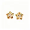 Pendientes de flor de tachuela con incrustaciones de circonita, estilo europeo americano Ins, flores florecientes retro, diseño tridimensional simple, joyería al por mayor