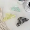 Pinza para el pelo de clip de tiburón azul a cuadros frescos con letra, estilo coreano, nicho, simple, para la parte posterior de la cabeza, para mujer