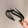 Diadema Trenzada de Perlas Cruzadas de Dongdaemun Coreano, Accesorio para el Cabello Moderno y Elegante, Adorno para el Cabello de Alta Gama, Diadema de Perlas