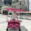 Carrito de puesto móvil con tablero grande, altura ajustable, plegable, carrito portátil para snacks al aire libre, carrito de camping, carrito empujado a mano