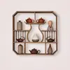 Estante de Exhibición de Madera Maciza Montado en Pared Estilo Chino, Estante Multiusos, Estante de Rejilla, Soporte para Juego de Té, Estantería Nueva Estilo Chino