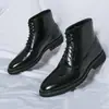 Botas Martin de talla grande para hombre, zapatos de cuero de caña alta para otoño, Botines Chelsea británicos de moda, Botas negras de caña media para negocios casual
