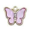 Acessórios de Joias Borboleta de Liga Colorida com Strass DIY Pingente Chaveiro Colar Acessórios de Brinco Materiais de Pingente