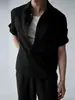 Camisa de Manga Corta Recta con Hombro Caído y Dobladillo Plegado Estilo Retro Americano Old Money de Alta Gama para Hombre Verano Ajustada Chaqueta de Camisa de Moda