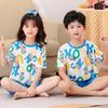 Traje de Verano para Niños Ins Moda Letra Graffiti Manga Corta Conjunto de Dos Piezas para Niños y Niñas 100-160 Ropa para Niños