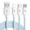 Cable de Datos Trenzado Macaron Súper Rápido de 100W Uno a Tres para Apple Android Cable de Carga Tipo-C