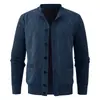 Comercio Exterior Transfronterizo Suéter Cardigan Casual para Hombre Chaqueta Chaqueta Forrada de Polar Otoño e Invierno Juventud y Edad Media Punto con Patrón de Diamantes Botones