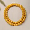 Pulsera Circular Múltiple de Ágata Amarillo Natural, Dos Círculos, Tres Círculos, 108 Cuentas, Pulsera de Calcedonia Amarilla Aceite de Pollo, Regalo al por Mayor