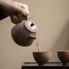 Conjunto de Chá Cerâmico Vintage Kung Fu para Uso Doméstico com Bule Único, Bule Pessoal de Mão, Bule com Filtro de Bolas