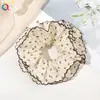 Qi Yue Temperamento Francés de Alta Gama Goma para el Pelo Estilo Intestino Grande para Mujeres Encaje Plisado Estilo Perezoso Banda de Goma de Alta Elasticidad Cuerda para el Pelo Accesorios para el Cabello