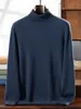 Otoño e Invierno Nuevo Tejido de Cachemira Capa Base Holgada Commute de Negocios Manga Larga Cálido Casual Cuello Alto Para Hombre
