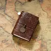 Caderno de Viagem de Comércio Exterior Versão Mini Mini Bloco de Notas de Folhas Soltas Bolso com Aba de Couro Bovino de Primeira Camada Caderno Diário de Calça