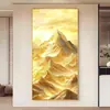 Pintura Colgante de Paisaje Grande Estilo Nuevo 2026, Sol sobre Montaña Dorada, Pintura Decorativa de Entrada Estilo Chino Nuevo con Buen Significado Auspicioso, Arte de Pared para Pasillo