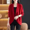Moda Estilo Coreano Versátil Chaleco de Punto Chal Abrigo Otoño Invierno Nuevo Elegante Casual Capa Suéter Abrigo Mujer Tendencia