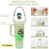 Juego de 7 tazas decorativas con tapa de paja, cadena de taza, llavero con colgante de bola de peluche, serie de dibujos animados