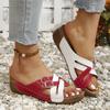 Zapatillas de Plataforma Gruesa de Talla Grande Transfronterizas Europeas y Americanas para Mujer 2025 Nuevas Sandalias Color Block con Hebilla de Cinturón de Boca de Pez