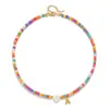Collar Bohemio de Acero Inoxidable Transfronterizo con 26 Letras Collar de Concha de Amor Turquesa Colorida Cadena para Clavícula con Letras