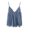 Top Camisola Fluido Marca Z Ropa Femenina Transfronteriza Semi-Transparente Cuello en V Holgado Estilo Europeo y Americano Zr Venta al por Mayor Za