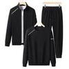 Traje deportivo casual de otoño de manga larga para hombre, algodón puro, suéter tipo papá para correr y fitness, chaqueta, conjunto de tres piezas, conjunto de dos piezas