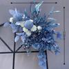 Fondo azul Flor de fila simulación decoración floral artificial azul claro camino plomo ceremonia de boda bruma escenario diseño diurno Nueva Serie