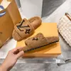 Pantuflas Peludas para Mujer, Estilo Nuevo de Invierno Casual, Suela Plana, Peludas con Letras de Celebridad de Internet, Zapatos de Mujer Versátiles y a la Moda para Usar Afuera