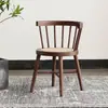 Silla Windsor simple de madera maciza, silla de comedor nórdica vintage de ratán para uso doméstico con respaldo, silla de anillo de princesa de ocio para balcón