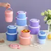 Acero Inoxidable 304 Taza Portátil Ins Taza de Desayuno con Tapa Cuchara Taza Portátil para Gachas Avena Taza Portátil Sellada para Beber Directamente