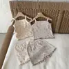 Conjunto de Dos Piezas de Ropa de Verano para Bebés y Niños Pequeños, Estilo Coreano 2026, Algodón Delgado Floral con Tirantes, Conjunto Refrescante para Bebé