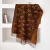 Cachecol Maillard com Franjas Abstratas de Coração Dupla Face para Mulheres Outono Inverno Quente Espessado Atmosfera Retrô Grande Xale Atacado