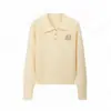 Suéter tipo polo retorcido estilo universitario para mujer, nuevo modelo 2025, elegante estilo coreano, con cuello, bordado, de punto, suéter corto de punto para mujer