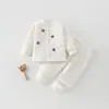 Roupas de bebê para outono e inverno, conjunto de duas peças com acolchoamento de algodão de 60g, Classe A, agasalho acolchoado de inverno para bebês e crianças pequenas