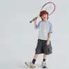 Camiseta Deportiva de Manga Corta de Malla Transpirable Zhiji para Niños y Niñas, Camiseta Raglán con Protección Solar para Exteriores, Top Ligero de Secado Rápido