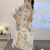 2026 Nuevo Verano Manga Corta Mujer Holgado, Cómodo, Dulce Bata de Noche, Dibujos Animados Lindos, Vestido Adelgazante Lindo