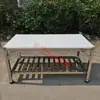 Mesa de Corte de Porco, Rack Suspenso para Carne de Açougue, Vitrine Refrigerada para Carnes Frescas de Supermercado Comercial, Bancada de Aço Inoxidável para Cortar e Vender Carne