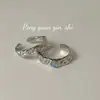 Anillo Suchuang S925 Plata de Ley Textura Piedra Lunar para Mujer Ins Sentido Avanzado Piedra Fluorescente Lava Anillo Estilo Frío