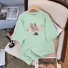 Camiseta Casual Simples Solta de Manga Curta Feminina, Estilo Verão Novo Desenho Animado Anime Coelho Judy Fofo