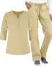 Nuevo Uniforme de Cirugía Hospitalaria Amazon con Cuello en V y Botones, Mangas de Longitud Media, Absorbente de Sudor y Transpirable, Uniforme de Enfermería para Hombres y Mujeres