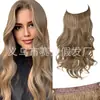 Cabelo Longo Cacheado Ondulado com Linha Transparente, Fábrica de Origem, Peruca Estilo Europeu e Americano, Estilo Linha de Pesca com Presilhas
