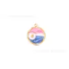 Venta Caliente Transfronteriza Pintura al Óleo Jardín de Monet Colgante de Gota de Aceite de Acero Inoxidable Collar Pendientes de Cadena de Lana Joyería DIY
