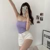 Nuevo Top de Tubo de Verano, Deseo Puro, Chaleco Tejido sin Mangas Dulce y Salado, Estilo Coreano Envolvente de Pecho Color Puro Versátil para Mujer, a la Moda