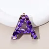 Llavero de 26 Letras Más Vendido por el Fabricante, Piedra Morada, Colgante Pequeño Semiacabado, Resina, Accesorios de Joyería DIY para Mujeres