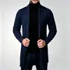 Cardigã estilo americano, peça de outer wear masculina para outono e inverno, sobretudo de comprimento médio, suéter de tricô, sem botões, com gola alta, usado como camada externa