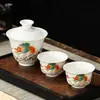 Juego de Té Portátil para Viaje Taza de Cerámica para Infusión Rápida Una Tetera Dos Tazas Patrón de Dragón Juego de Té Kung Fu Caja de Regalo para Preparar Té al Aire Libre