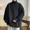 2026 Novo Suéter Masculino Oversize de Gola Alta Pesado Espessado Solto Estilo Preguiçoso Malha Disponível em Várias Cores