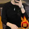 Sudadera de Moda Otoño e Invierno para Hombre de Marca Europea Trendy, Holgada, Moderna, Elegante, Estampada, Versátil, Versión Coreana, Manga Larga, Cuello Redondo, Camiseta Básica
